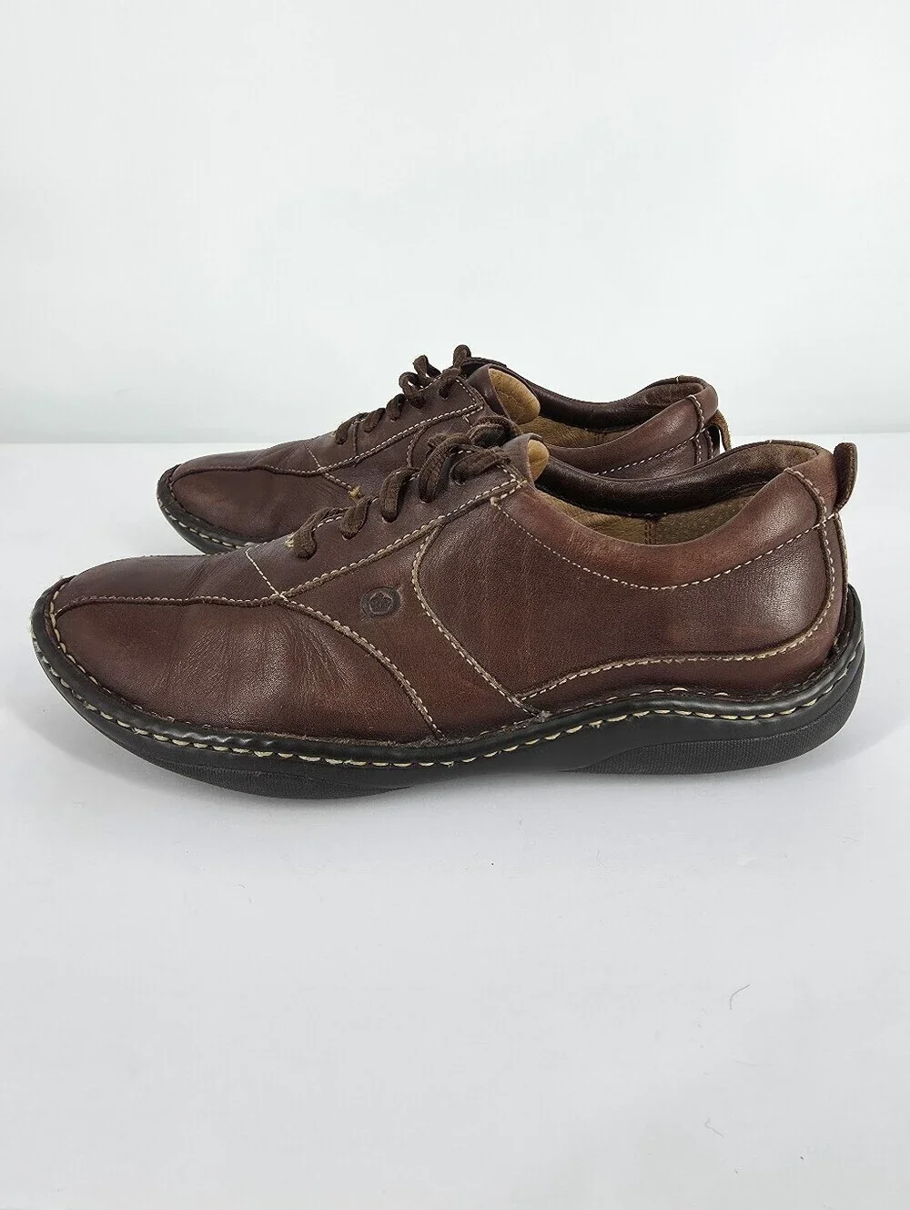 Børn M8112 Brown Leather Opanka Handcrafted Comfort Lace Up Sneakers Men's 9